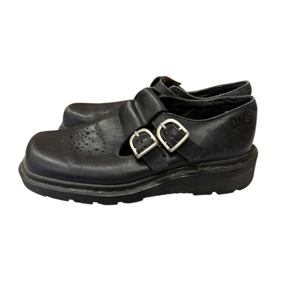 Vintage Dr. Martens Women's Mary Janes Double Buckle Leather Shoes Rare‎ Style 5